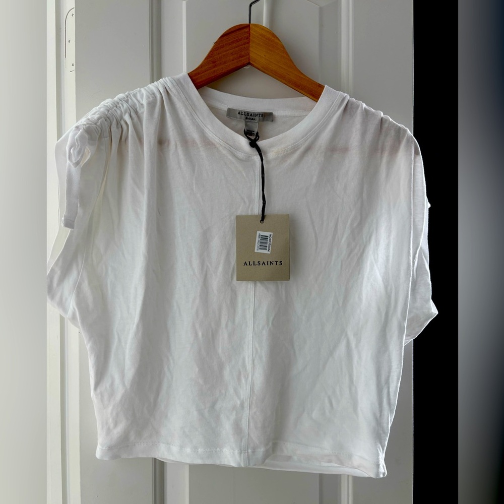 White All Saints Ruched Tee NWT